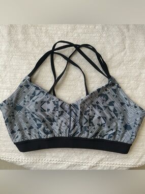Puma Black & White Striped Geo-Print Sports Bralette